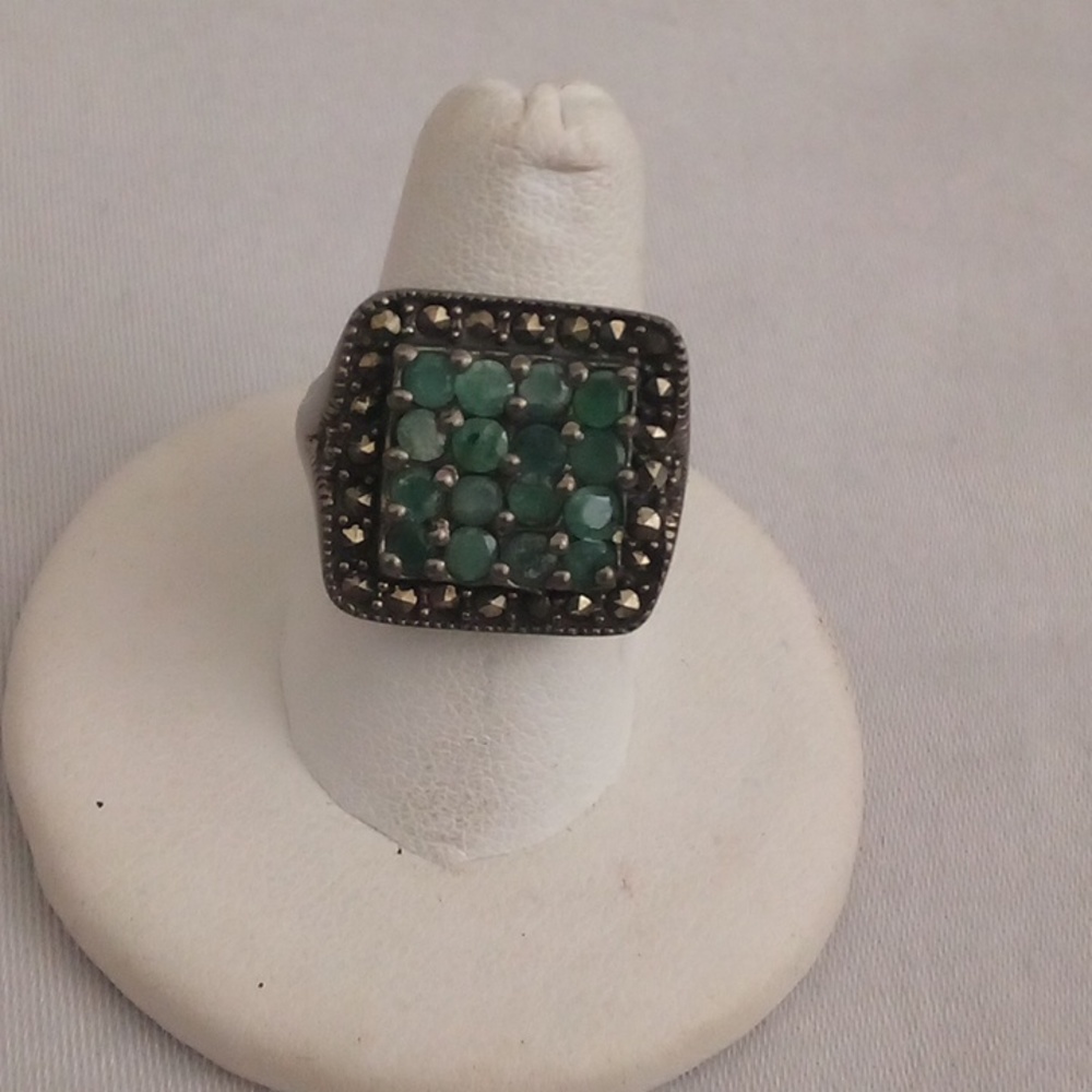 Vintage antique Natural emerald cocktail ring Size 6 😯 - Picture 6 of 6
